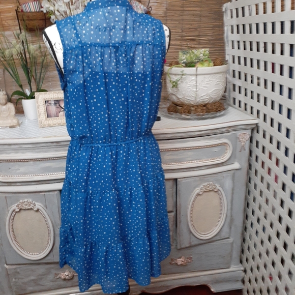 Semi-Sheer Dottie Blue Dress - Picture 4 of 5